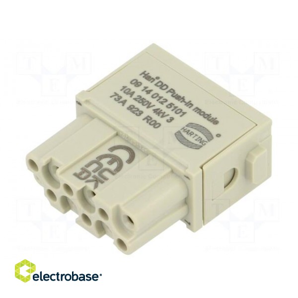 Connector: HDC | module | female | Han-Modular® | PIN: 12 | push-in | 10A image 1