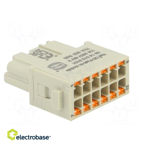 Connector: HDC | module | female | Han-Modular® | PIN: 12 | push-in | 10A фото 4
