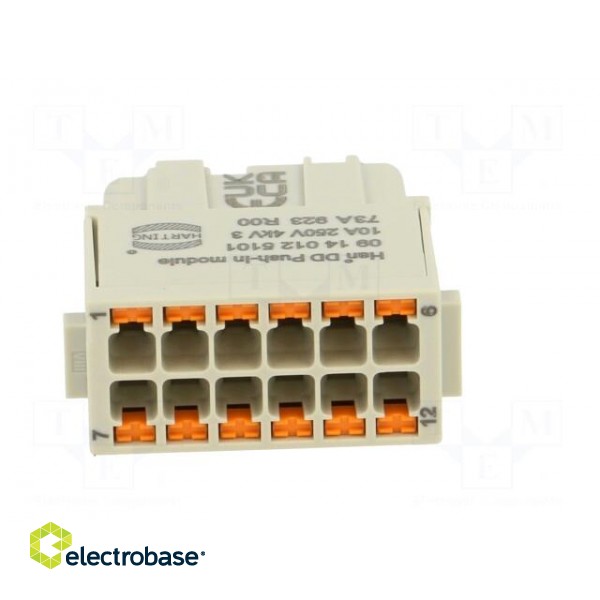 Connector: HDC | module | female | Han-Modular® | PIN: 12 | push-in | 10A paveikslėlis 5