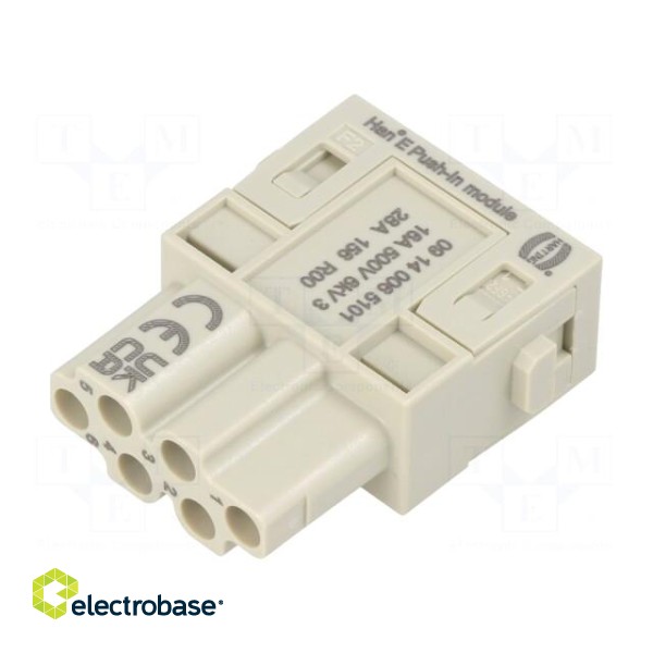 Connector: HDC | module | female | Han-Modular® | PIN: 6 | push-in | 16A image 1