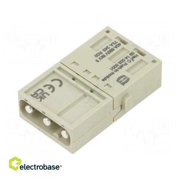 Connector: HDC | module | male | Han-Modular® | PIN: 3 | push-in | 40A