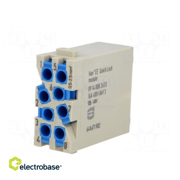 Connector: HDC | module | male | Han-Modular® | PIN: 8 | 16A | 400V фото 6