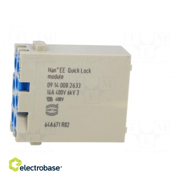 Connector: HDC | module | male | Han-Modular® | PIN: 8 | 16A | 400V фото 7