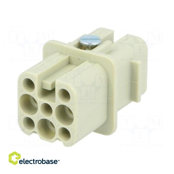 Connector: HDC | contact insert | female | Han® D | PIN: 8 | 7+PE | 10A image 2