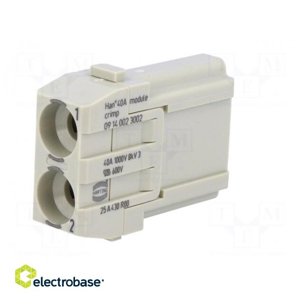 Connector: rectangular | module | male | Han Modular 40A | PIN: 2 | 40A фото 2