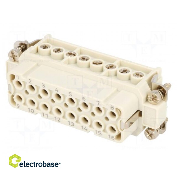 Connector: HDC | contact insert | female | S-A | PIN: 16 | 16+PE | 16A paveikslėlis 1