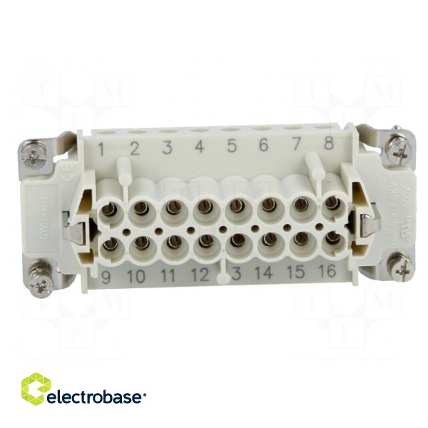 Connector: HDC | contact insert | female | S-E | PIN: 16 | 16+PE | 16A фото 9