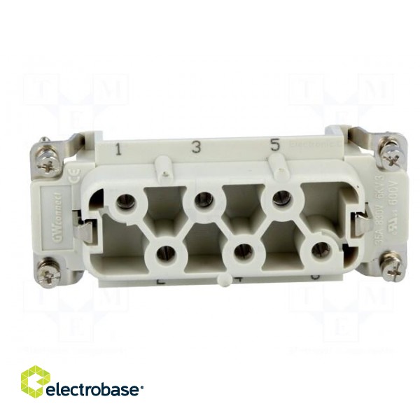 Connector: HDC | contact insert | female | S-HSB | PIN: 6 | 6+PE | 35A фото 9