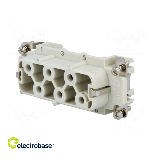 Connector: HDC | contact insert | female | S-HSB | PIN: 6 | 6+PE | 35A фото 2