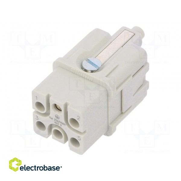 Connector: HDC | contact insert | female | S-QD5/0 | PIN: 6 | 5+PE | 16A фото 1