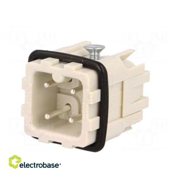 Connector: HDC | contact insert | male | S-A | PIN: 4 | 3+PE | size 3A фото 2