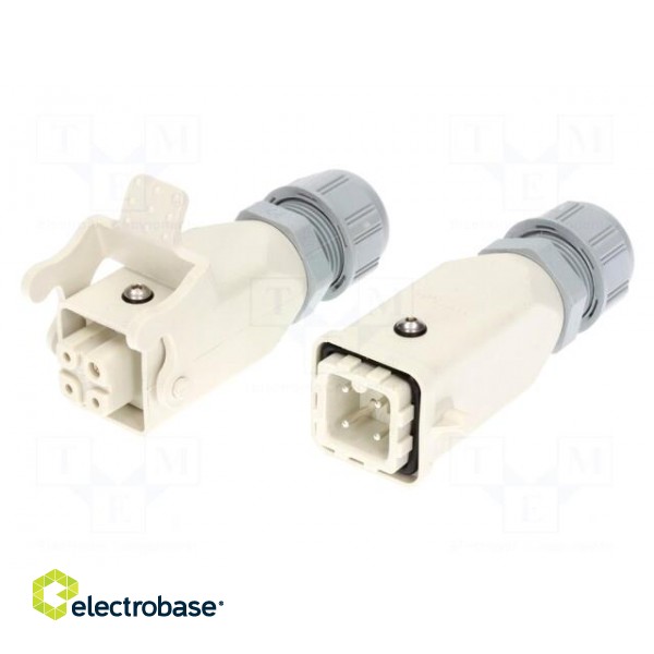 Connector: HDC | male + female | PIN: 4 | 3+PE | size 3A | for cable image 1