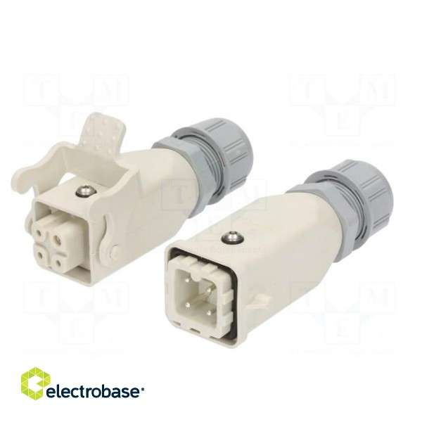 Connector: HDC | male + female | PIN: 4 | 3+PE | size 3A | for cable image 2