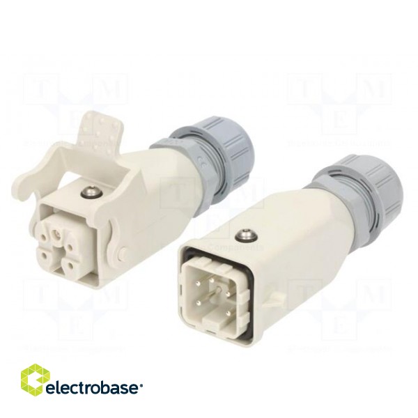 Connector: HDC | male + female | PIN: 5 | 4+PE | size 3A | for cable фото 2