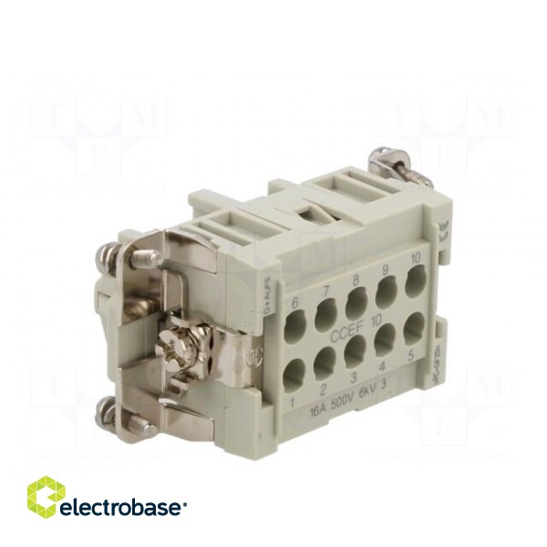 Connector: HDC | contact insert | female | CCE | PIN: 10 | 10+PE | 16A image 4