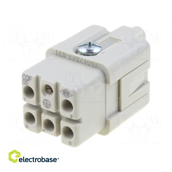 Connector: HDC | contact insert | female | CQ | PIN: 6(5+1) | 5+PE | 16A