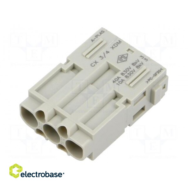 Connector: HDC | contact insert | male | MIXO | PIN: 3 | w/o contacts paveikslėlis 2