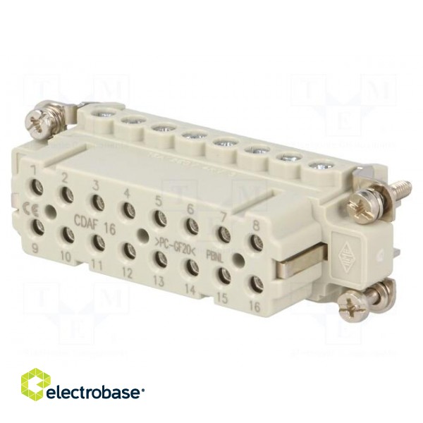 Connector: HDC | female | CDA | PIN: 16 | 16+PE | size 66.16 | 16A | 250V image 1