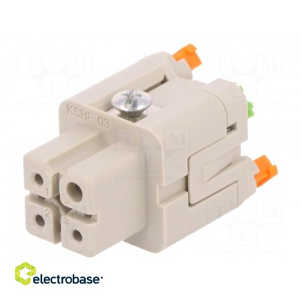 Connector: HDC | contact insert | female | CKSH | PIN: 4 | 3+PE | 10A | 400V image 1