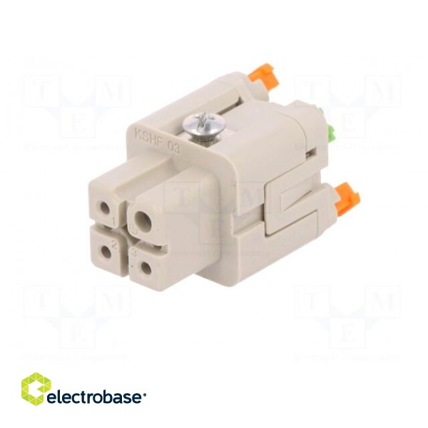 Connector: HDC | contact insert | female | CKSH | PIN: 4 | 3+PE | 10A | 400V image 2