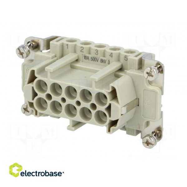 Connector: HDC | female | CNE | PIN: 10 | 10+PE | size 57.27 | 16A | 500V image 2