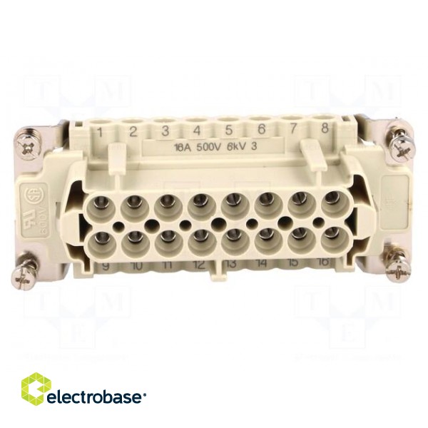 Connector: HDC | female | CNE | PIN: 16 | 16+PE | size 77.27 | 16A | 500V image 9