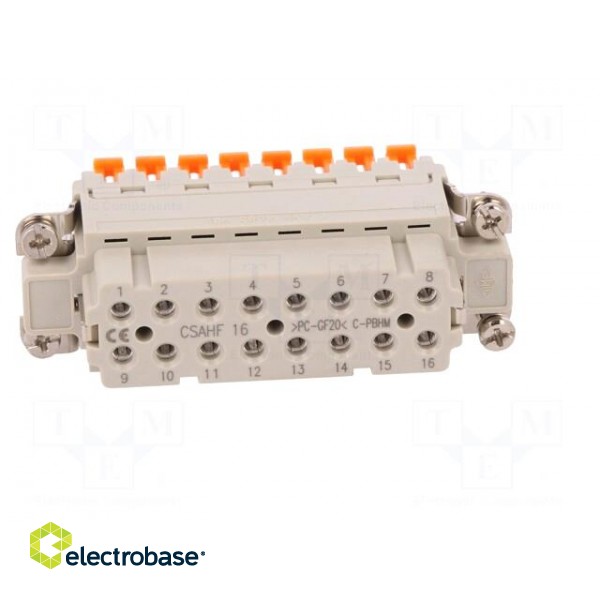 Connector: HDC | contact insert | female | CSAH | PIN: 16 | 16+PE | 16A image 9