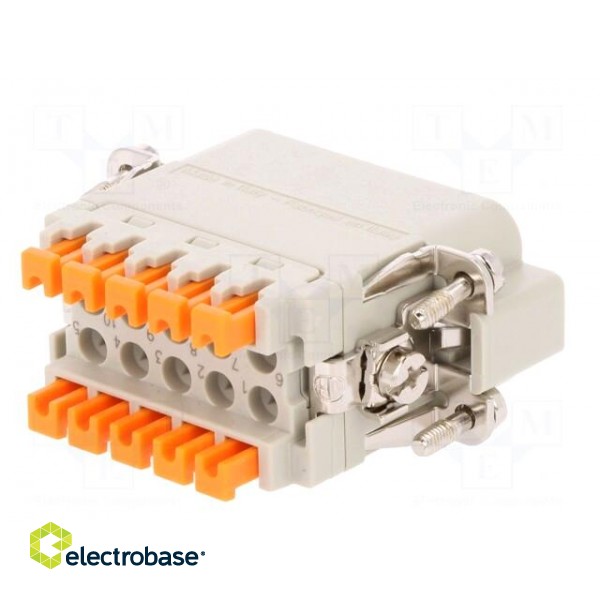 Connector: HDC | contact insert | male | CSAH | PIN: 10 | 10+PE | 16A | 600V image 6