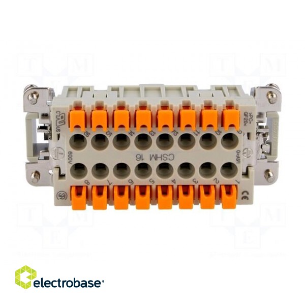 Connector: HDC | contact insert | male | CSH | PIN: 16 | 16+PE | 16A | 600V paveikslėlis 5