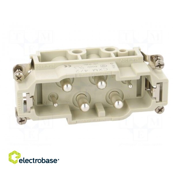 Connector: HDC | contact insert | male | CX | PIN: 4 | 4+PE | size 77.27 image 9