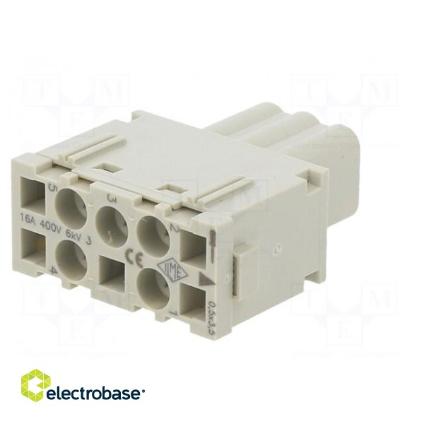 Connector: HDC | module | female | MIXO | PIN: 5 | with contacts | 16A фото 6