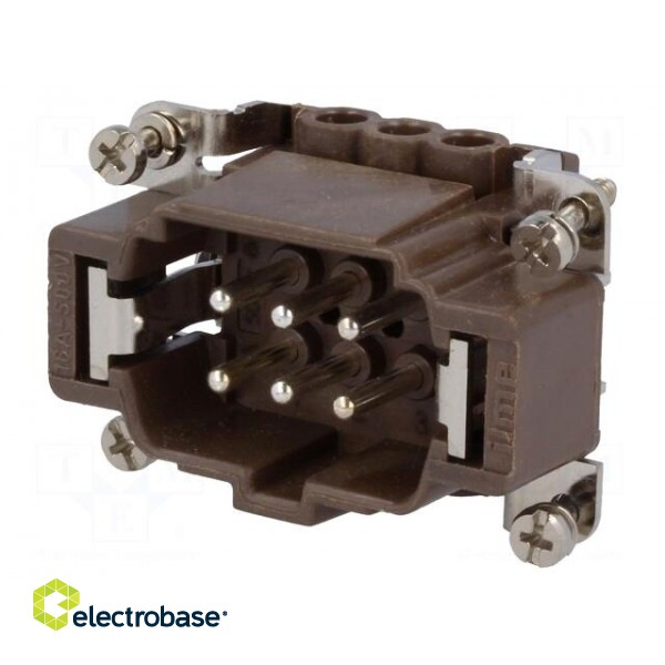 Connector: rectangular | male | 180 °C | 6+PE | size 44.27 | 16A | 500V image 1