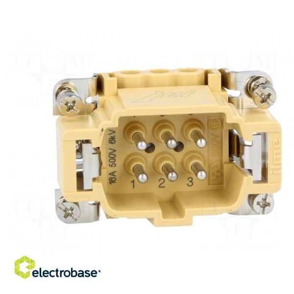 Connector: rectangular | male | JEI | PIN: 6 | 6+PE | size 44.27 | 16A image 9