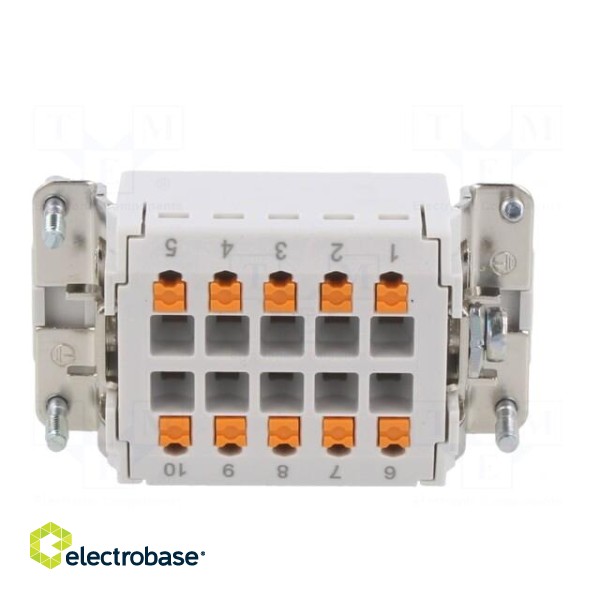 Connector: HDC | female | 500V | 16A | PIN: 10 | Layout: 10+PE | push-in paveikslėlis 5