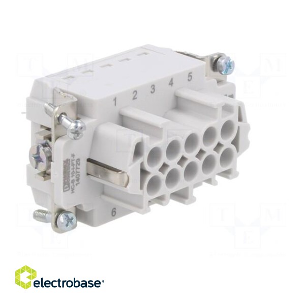 Connector: HDC | female | 500V | 16A | PIN: 10 | Layout: 10+PE | push-in paveikslėlis 8