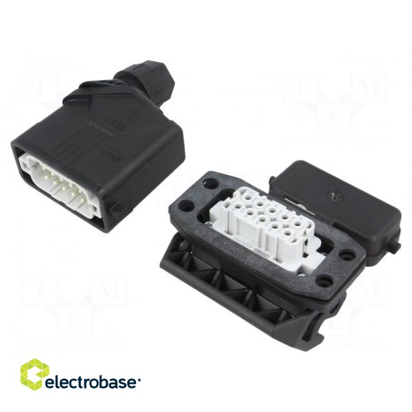 Connector: HDC | male + female | Pitch: 49,5x16mm | 250V | 16A | PIN: 10 image 1