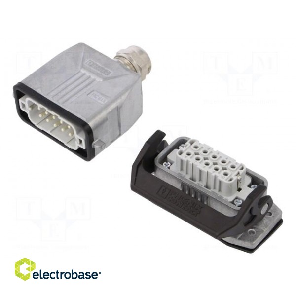 Connector: HDC | male + female | Pitch: 49,5x16mm | 250V | 16A | PIN: 10 image 1