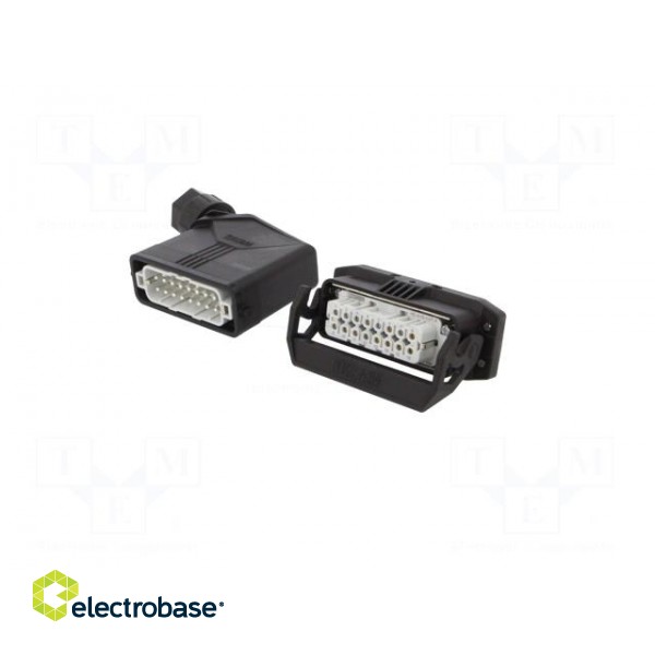 Connector: HDC | male + female | Pitch: 66x16mm | 250V | 20A | PIN: 16 фото 2