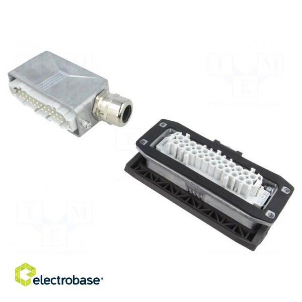 Connector: HDC | male + female | Pitch: 104x27mm | 500V | 16A | PIN: 24 image 1