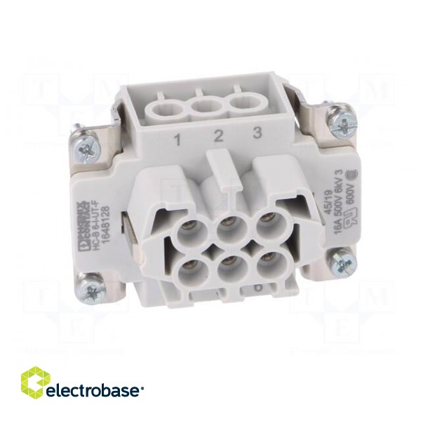 Connector: rectangular | female | Pitch: 44x27mm | 500V | 24A | PIN: 6 image 9