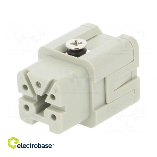 Connector: HDC | contact insert | female | HDC | PIN: 5 | 4+PE | size 1 image 1