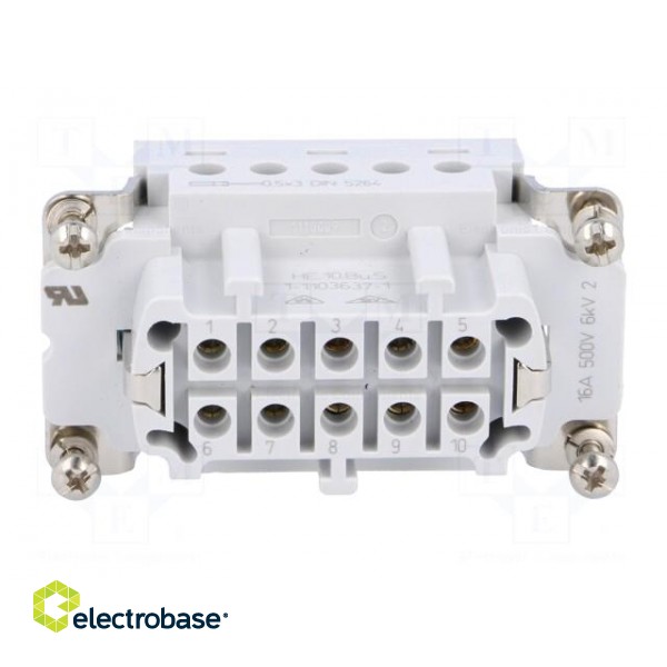 Connector: HDC | female | HTS HE | PIN: 10 | 10+PE | size 4 | 16A | 400V image 9