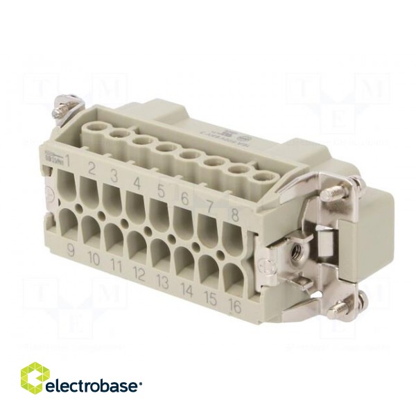 Connector: HDC | male | HE | PIN: 16 | 16+PE | size 6 | 16A | 500V | for cable paveikslėlis 6