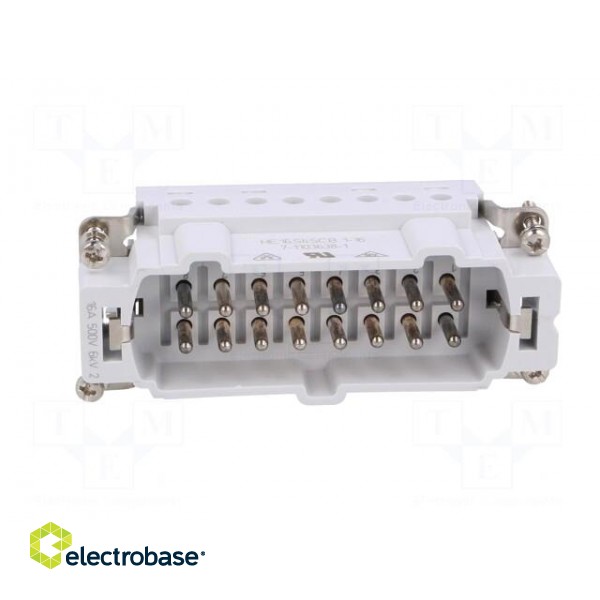 Connector: HDC | male | HE | PIN: 16 | 16+PE | size 6 | 16A | 500V | for cable фото 9
