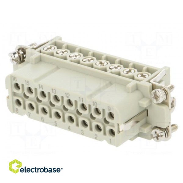 Connector: HDC | female | HA | PIN: 16 | 16+PE | size 5 | 16A | 250V image 1