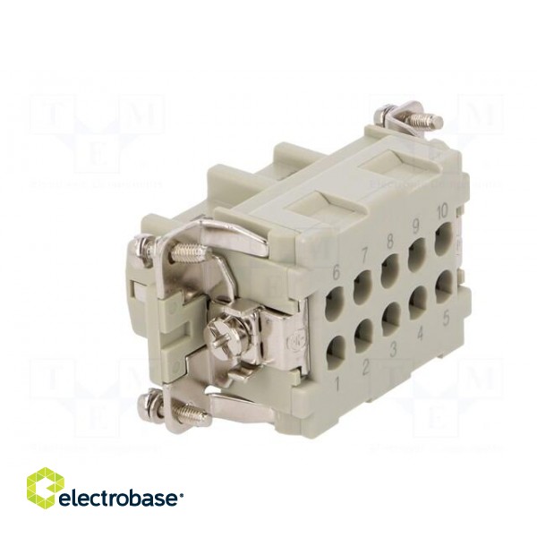 Connector: HDC | female | HE | PIN: 10 | 10+PE | size 4 | w/o contacts | 16A paveikslėlis 4