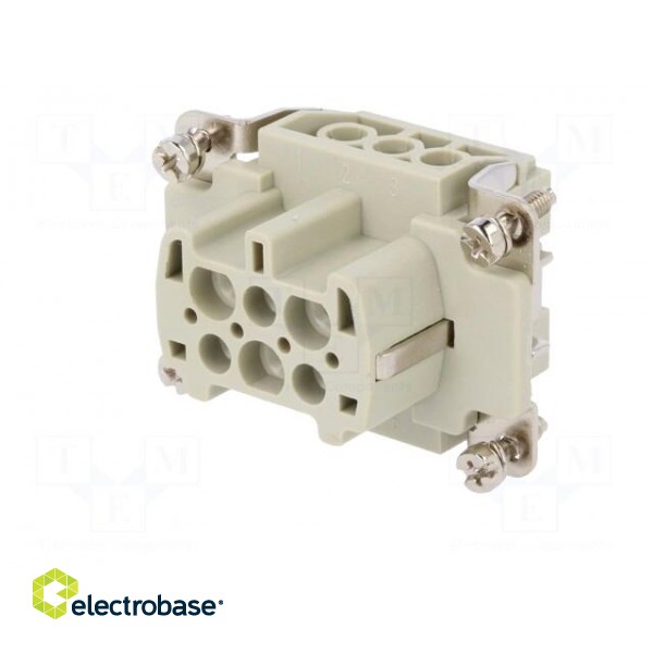 Connector: HDC | female | HE | PIN: 6 | 6+PE | size 3 | 16A | 500V | for cable image 2