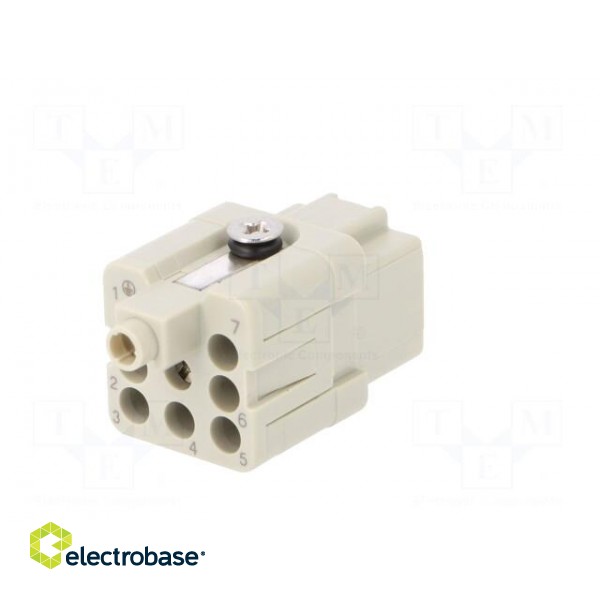 Connector: HDC | female | HQ | PIN: 8 | 7+PE | size 1 | w/o contacts | 10A image 6