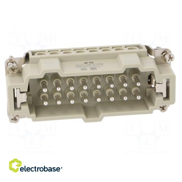 Connector: HDC | male | HE | PIN: 16 | 16+PE | size 6 | 16A | 500V | for cable paveikslėlis 9