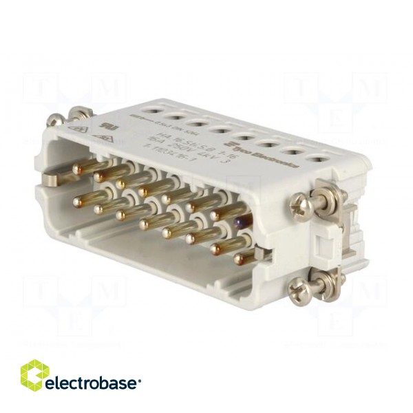 Connector: HDC | male | HTS HA | PIN: 16 | size 5 | 16A | 250V | 0.5÷2.5mm2 фото 2